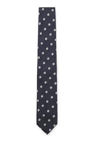 Silk tie with micro Double B monograms