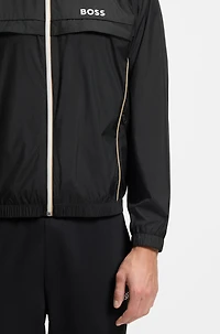 Contrast-piping jacket with water-repellent finish