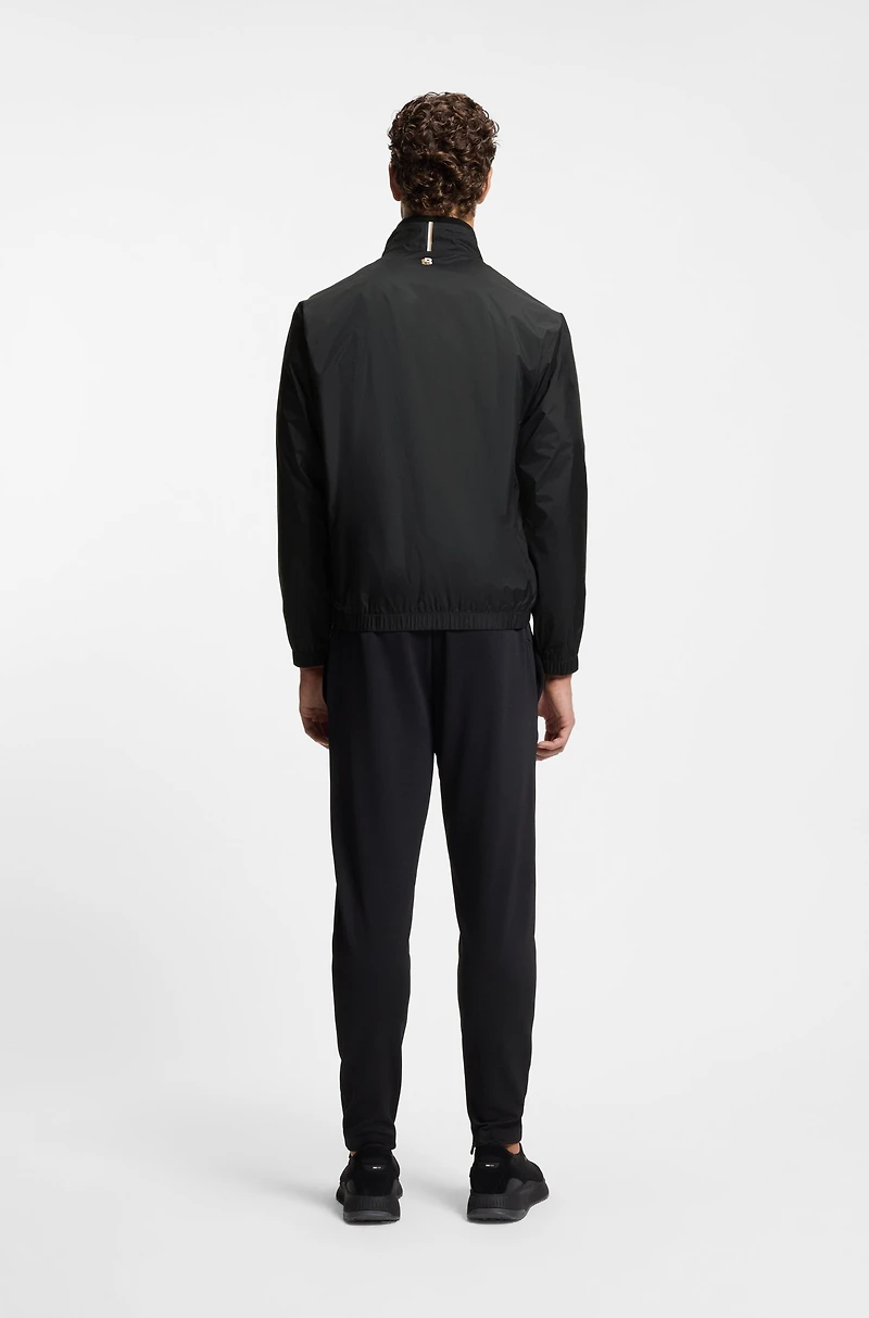 Contrast-piping jacket with water-repellent finish