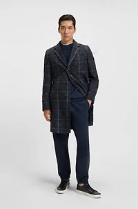 Plain-check coat a slim fit