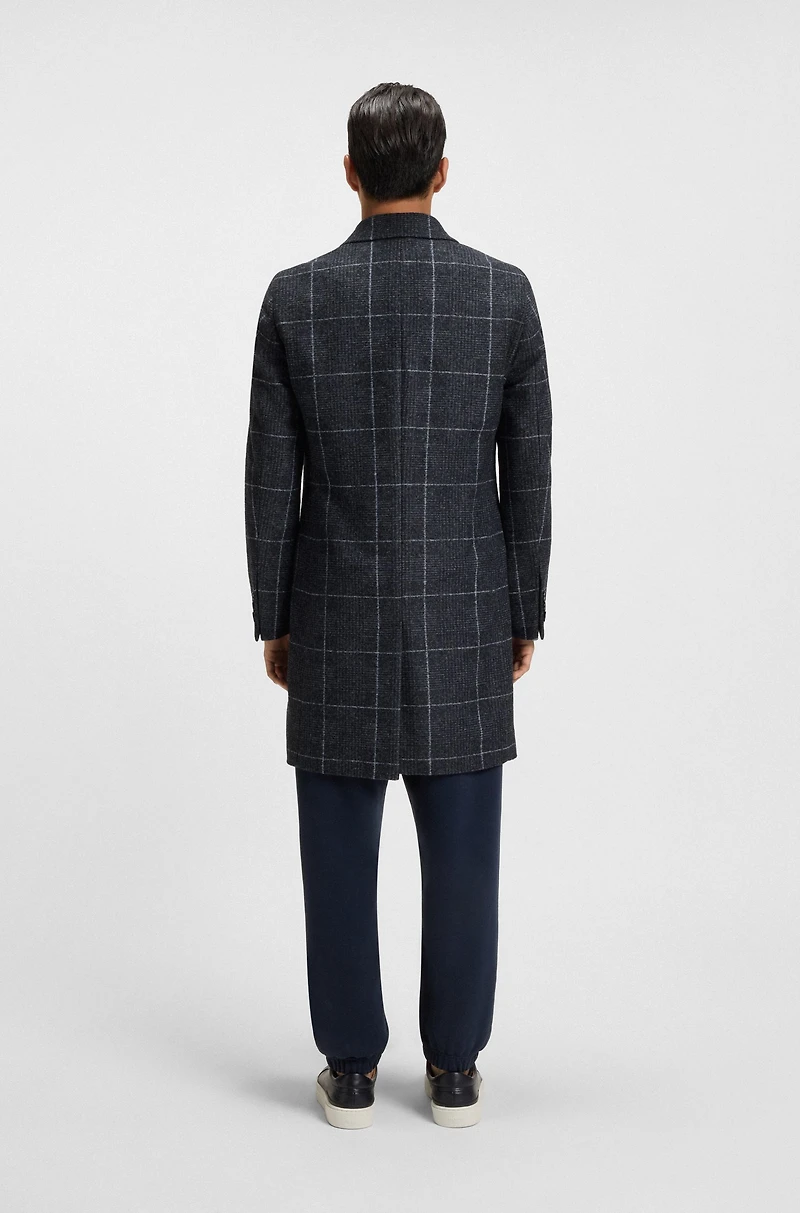 Plain-check coat a slim fit
