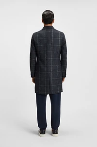 Plain-check coat a slim fit