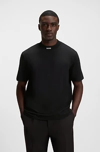 Relaxed-fit shirt stretch cotton with camp collar