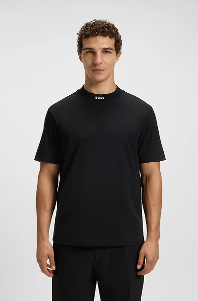 Relaxed-fit T-shirt stretch cotton with logo collar