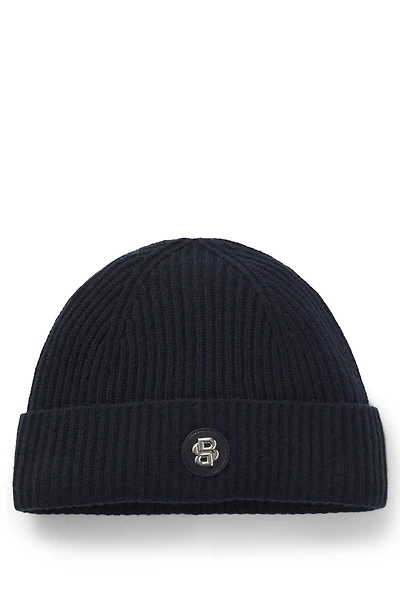 Wool-cashmere beanie hat with Double B monogram