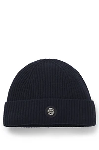Wool-cashmere beanie hat with Double B monogram