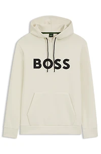 Moulded-logo hoodie a cotton blend