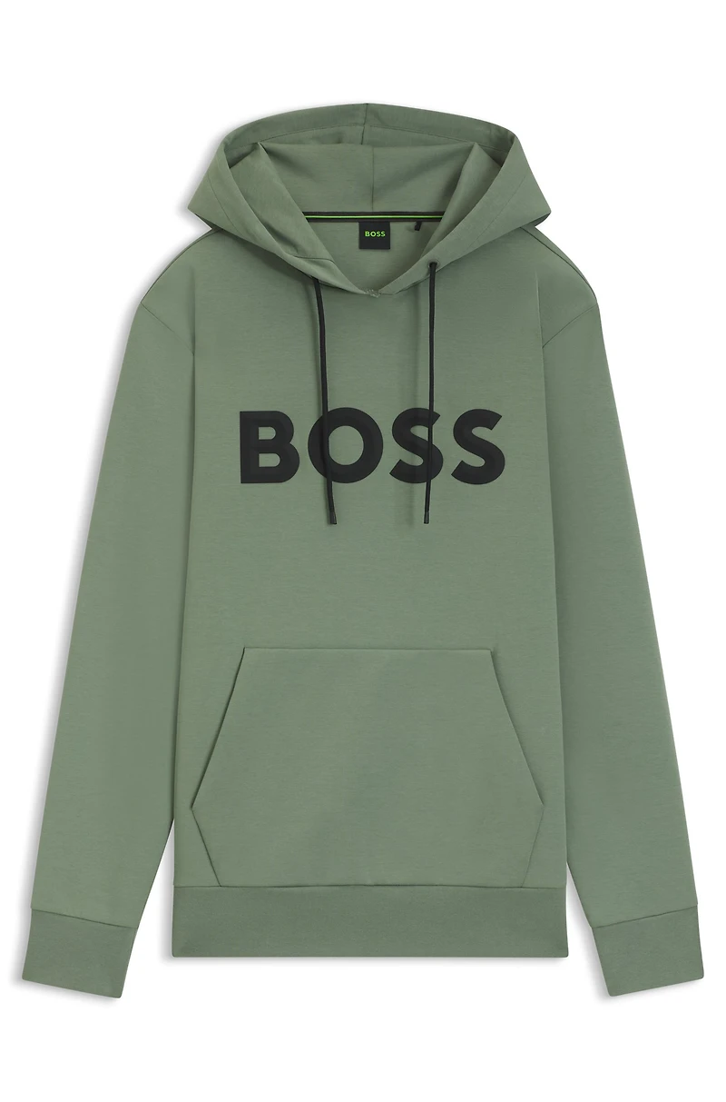 Moulded-logo hoodie a cotton blend