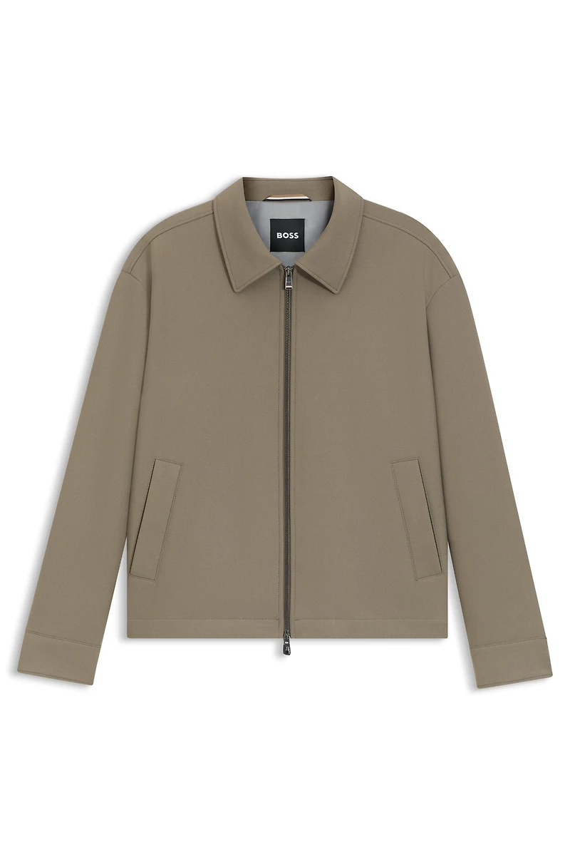 Relaxed-fit jacket stretch fabric with wing collar
