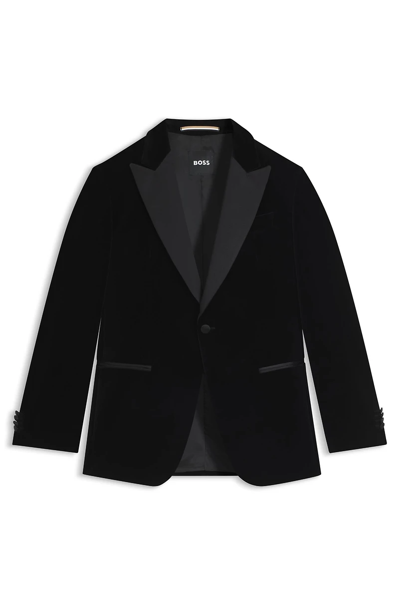 Slim-fit tuxedo jacket cotton velvet