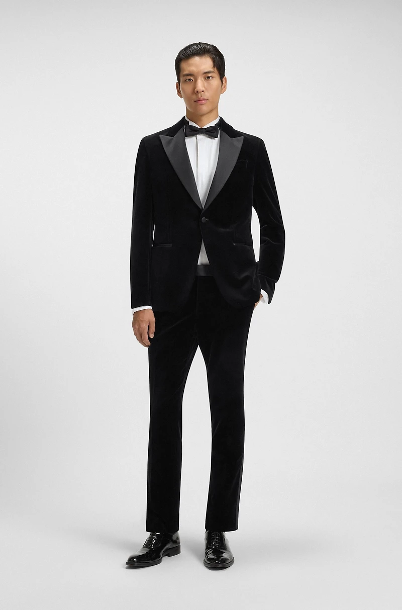 Slim-fit tuxedo jacket cotton velvet