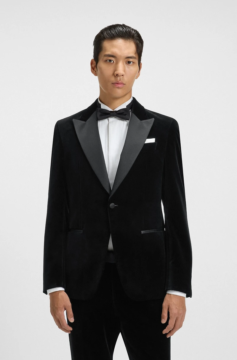 Slim-fit tuxedo jacket cotton velvet