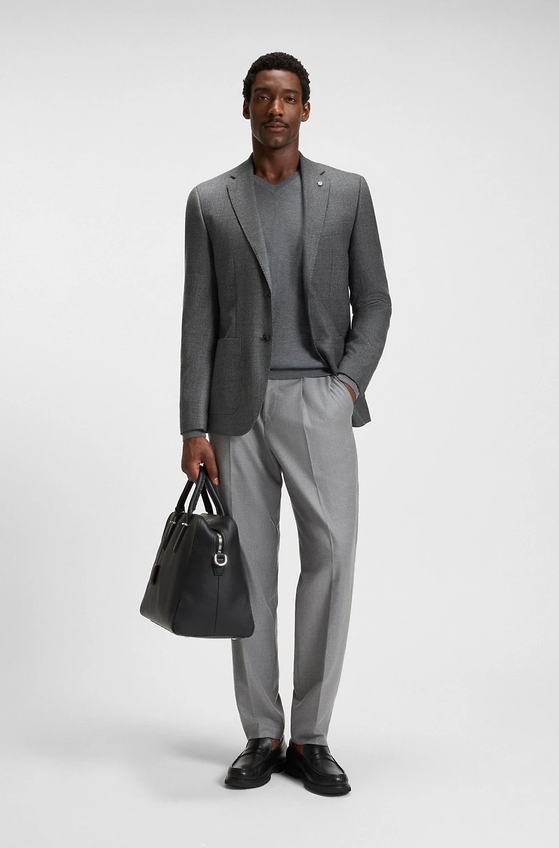 Patterned regular-fit jacket virgin wool