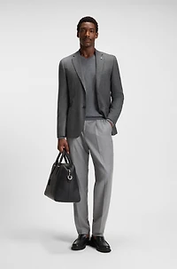 Patterned regular-fit jacket virgin wool