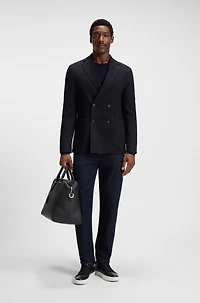 Micro-patterned slim-fit jacket stretch wool
