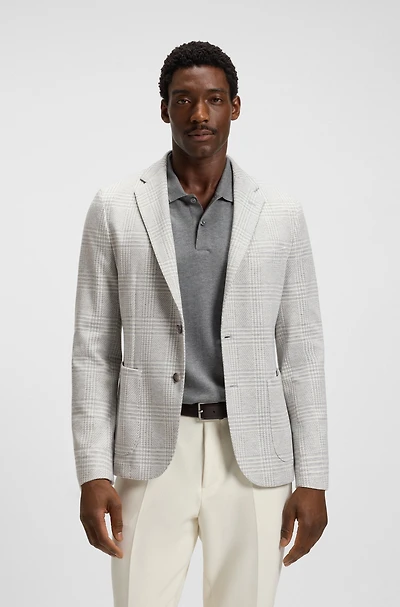 Slim-fit suit checked stretch fabric