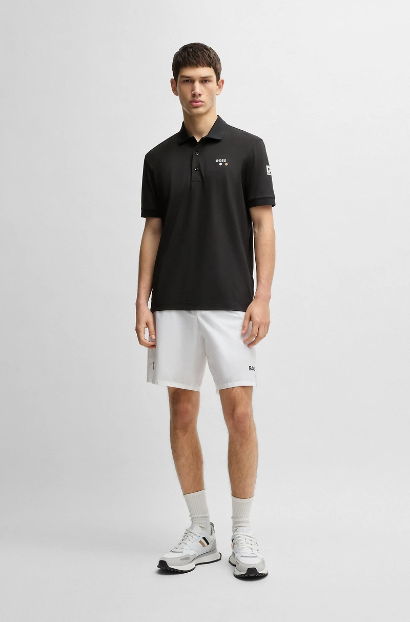 Paddy stretch-piqué polo shirt with logo detail