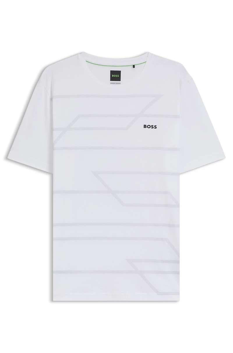Cotton jersey T-shirt with mixed-print logo