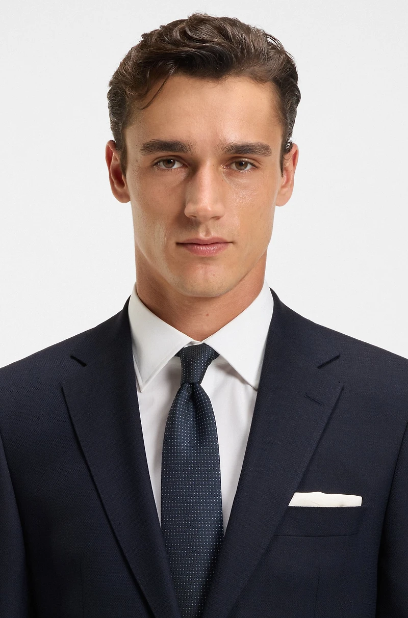 Two-piece regular-fit suit patterned stretch cloth