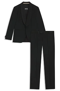Two-piece tuxedo suit an Italian wool blend