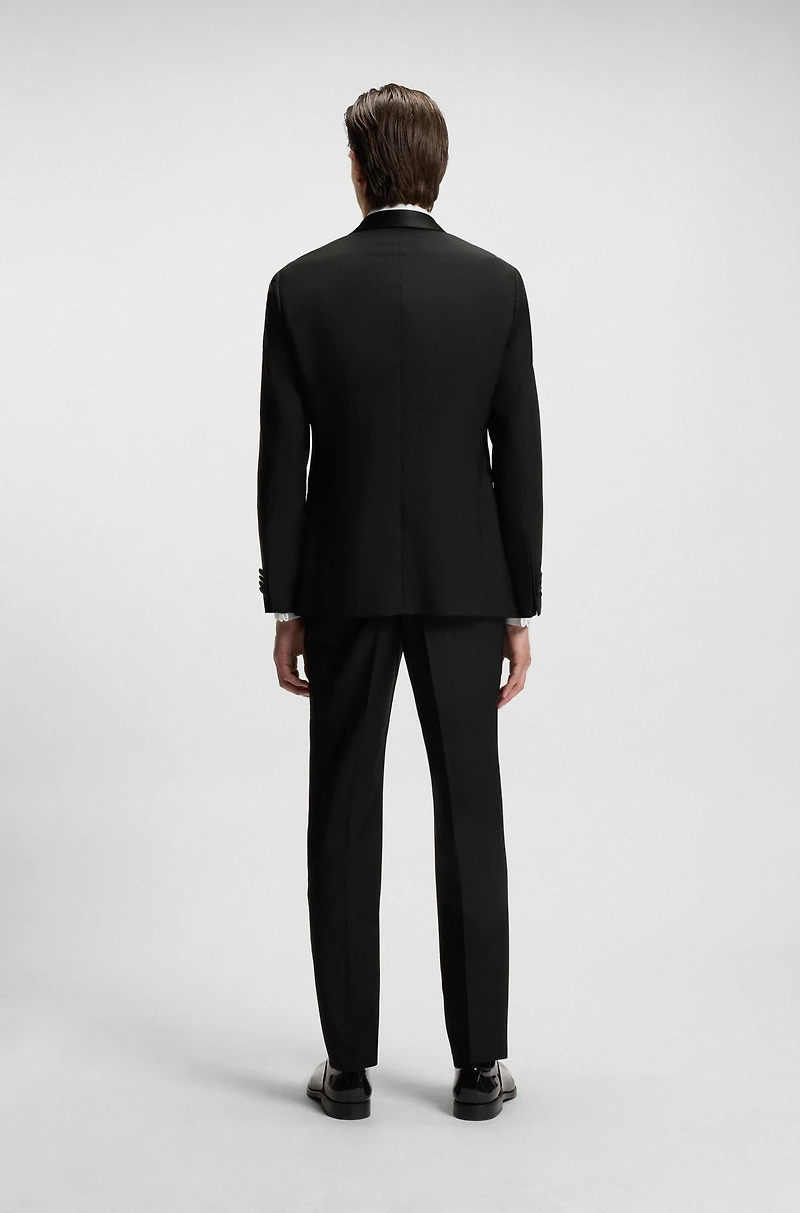 Two-piece tuxedo suit an Italian wool blend
