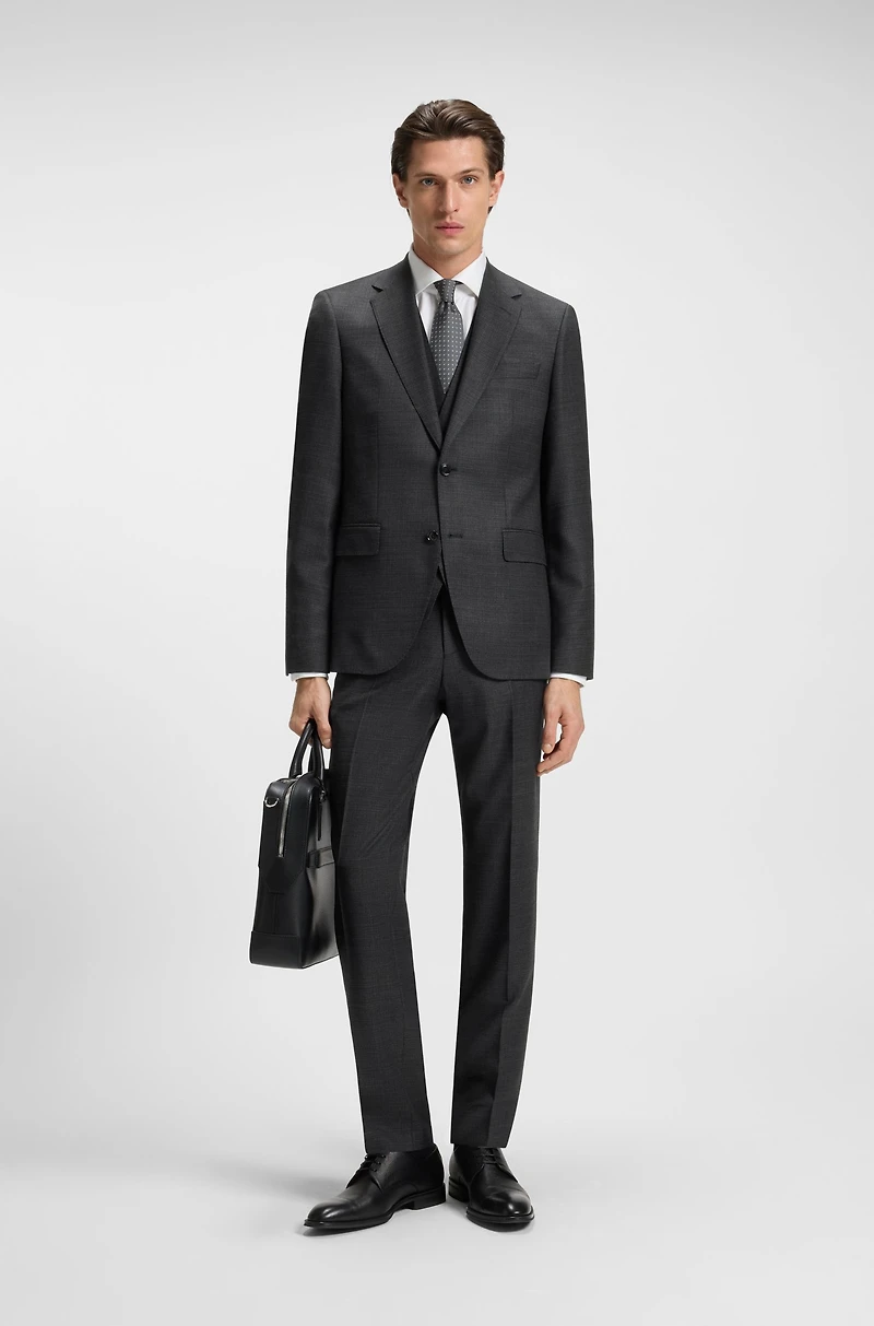 Three-piece regular-fit suit stretch wool