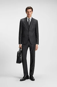 Three-piece regular-fit suit stretch wool
