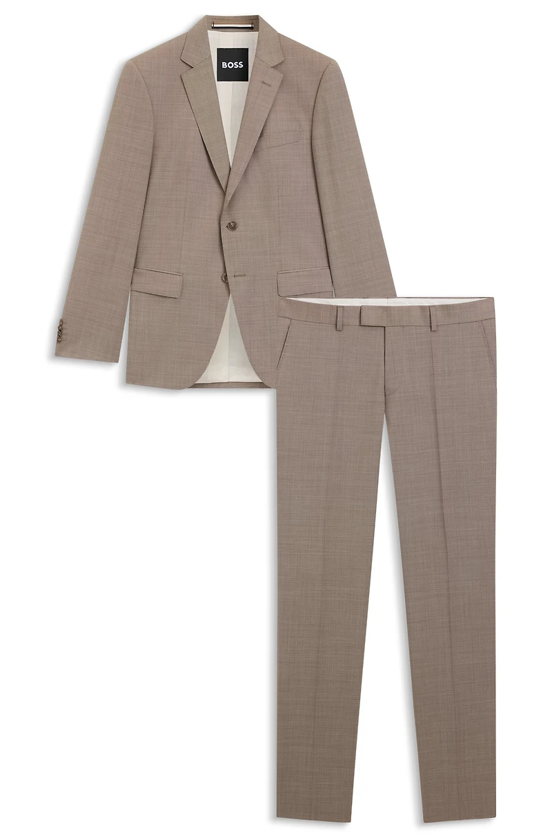 Micro-patterned two-piece slim-fit suit virgin wool