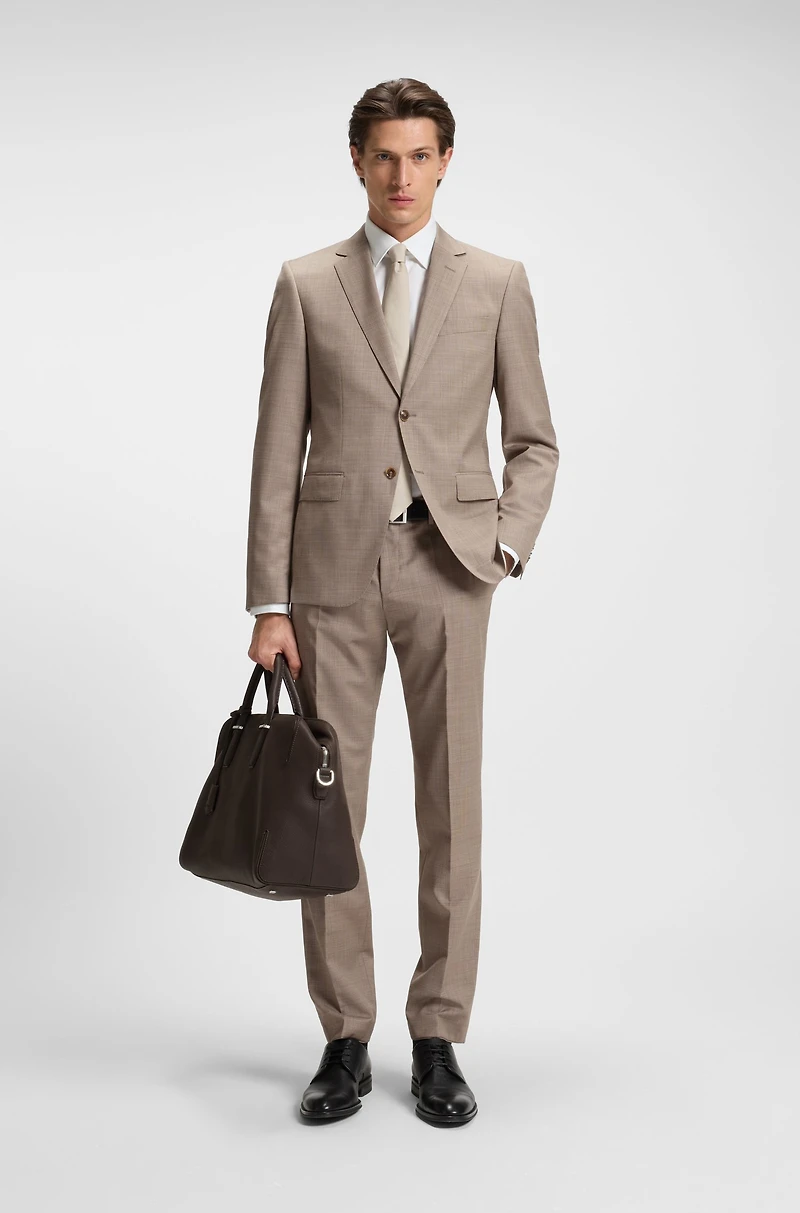 Micro-patterned two-piece slim-fit suit virgin wool