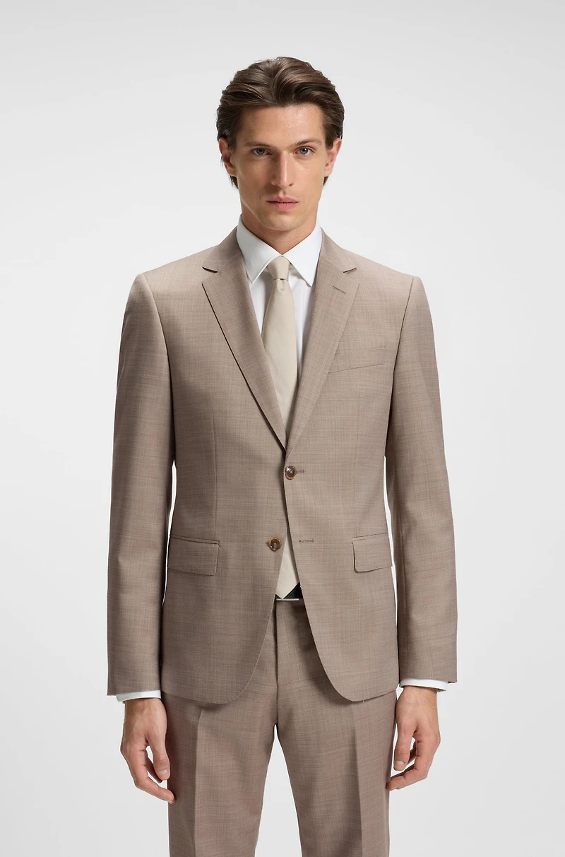 Micro-patterned two-piece slim-fit suit virgin wool