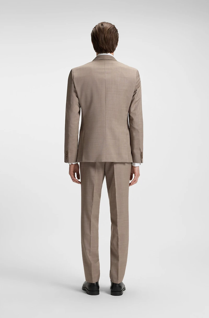 Micro-patterned two-piece slim-fit suit virgin wool