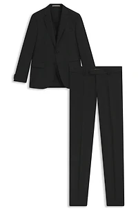 Two-piece slim-fit suit patterned virgin wool