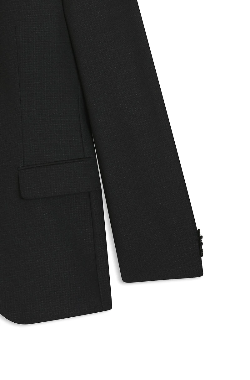 Two-piece slim-fit suit patterned virgin wool