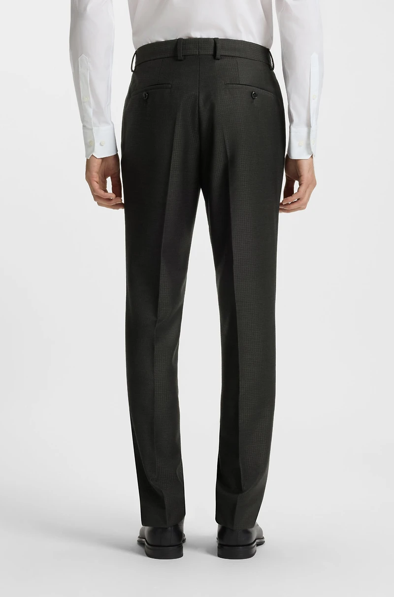 Two-piece slim-fit suit patterned virgin wool