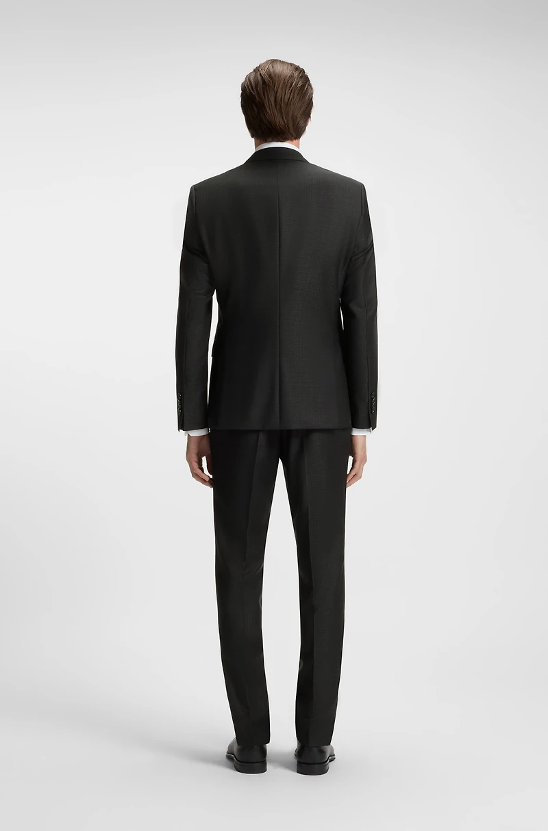 Two-piece slim-fit suit patterned virgin wool