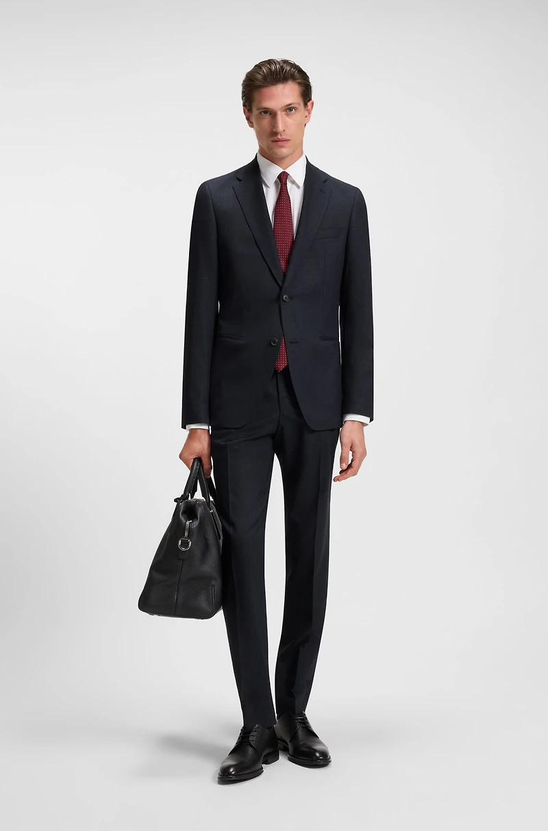Micro-patterned two-piece slim-fit suit a wool blend