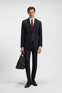 Micro-patterned two-piece slim-fit suit a wool blend