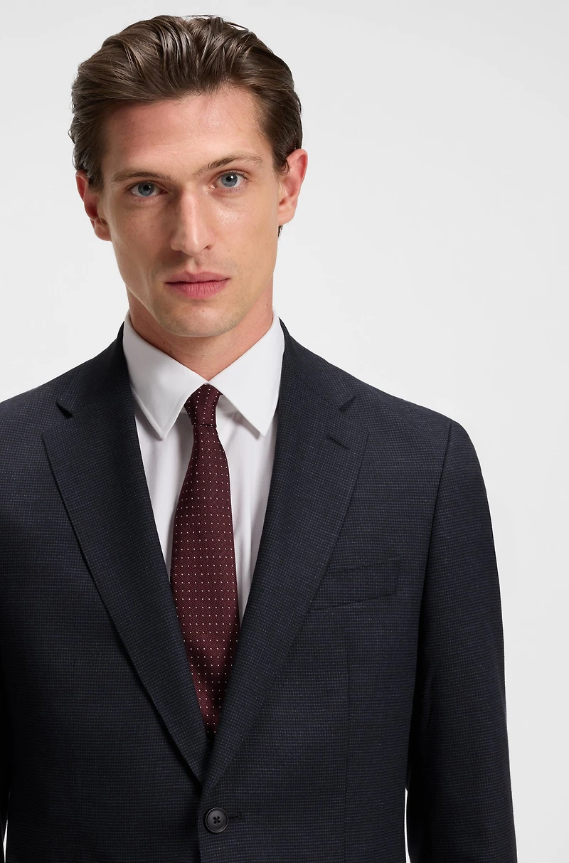 Micro-patterned two-piece slim-fit suit a wool blend