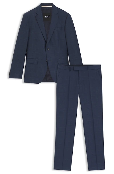 Slim-fit three-piece suit checked wool