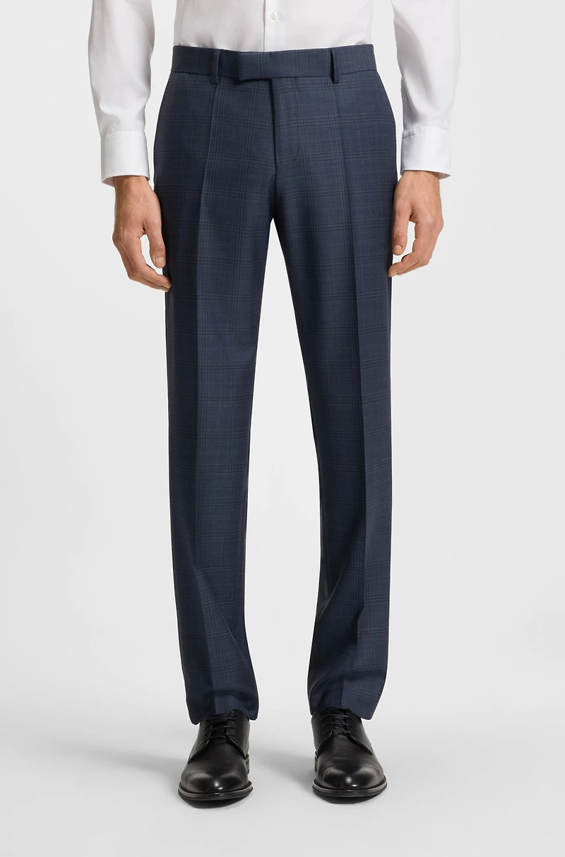 Two-piece slim-fit suit checked virgin wool