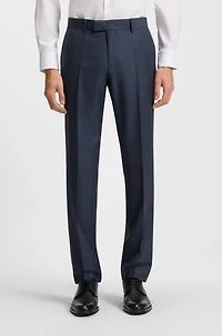 Two-piece slim-fit suit checked virgin wool