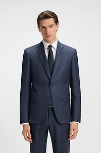 Two-piece slim-fit suit checked virgin wool