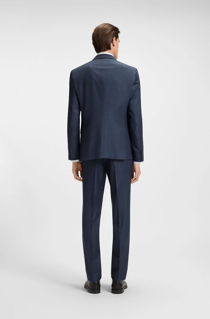 Two-piece slim-fit suit checked virgin wool