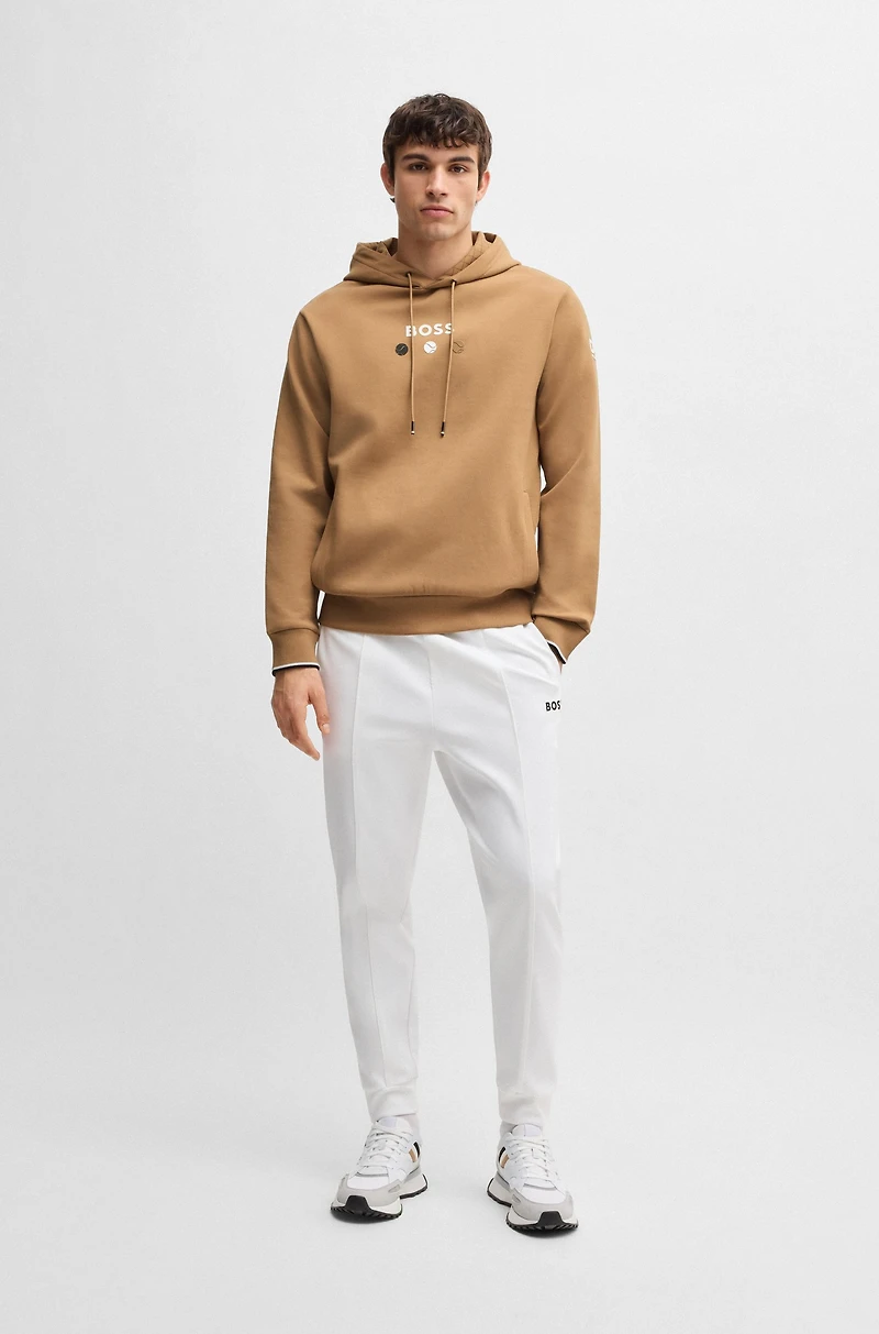 Cotton hoodie with tennis artwork