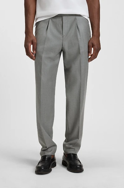 Melange tapered-fit trousers virgin wool