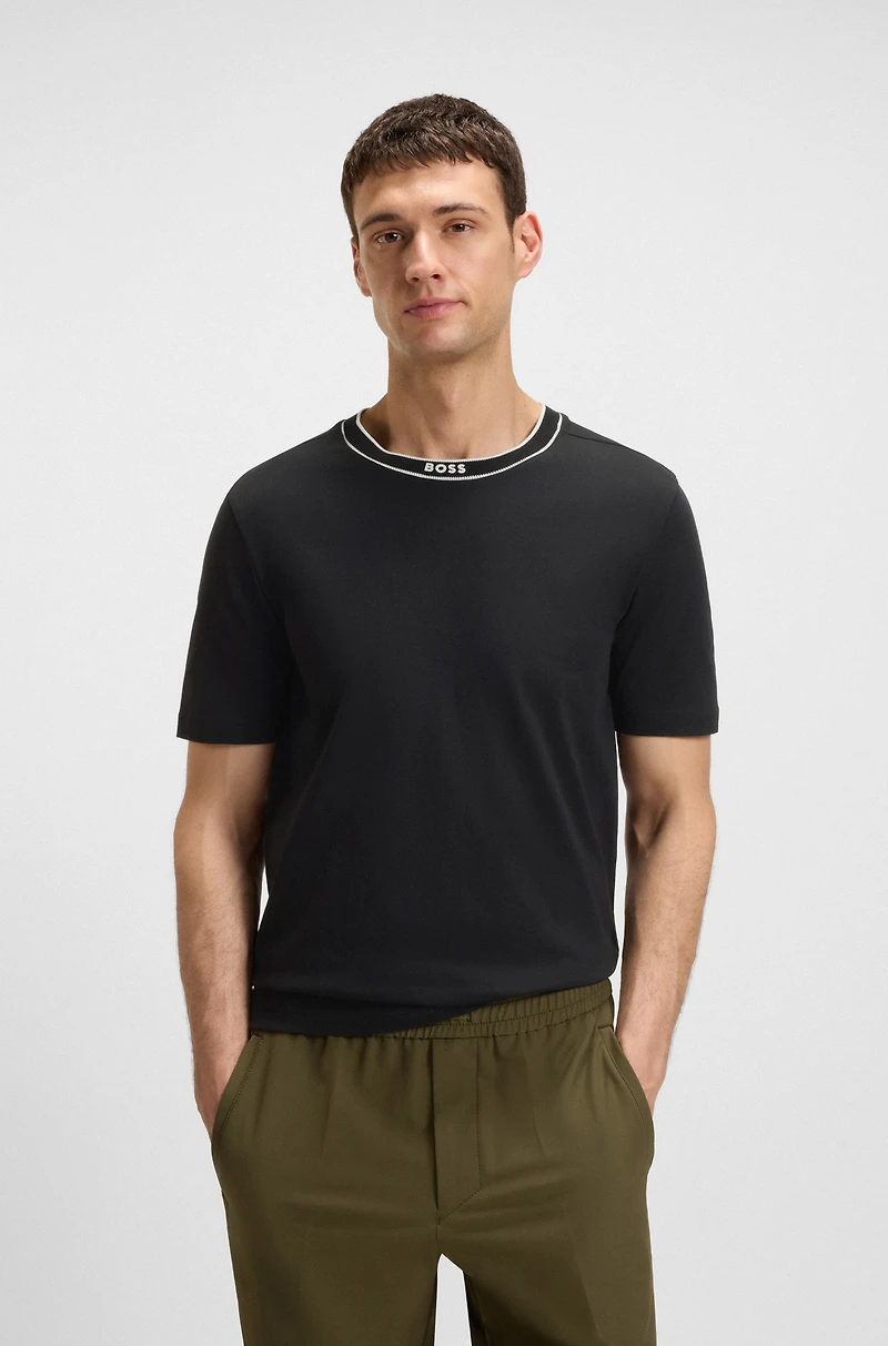 Cotton jersey T-shirt with striped logo graphic
