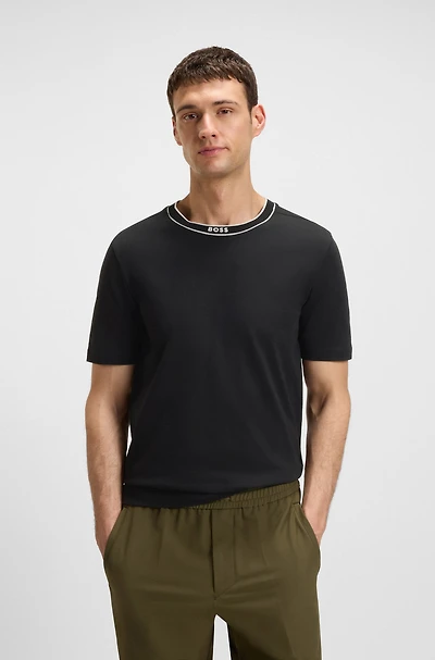 Cotton jersey T-shirt with striped logo graphic