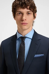 Slim-fit suit micro-patterned wool