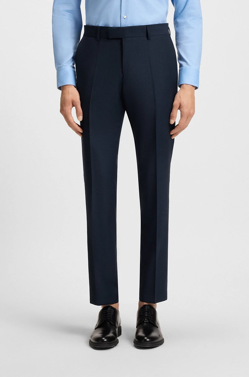 Slim-fit suit micro-patterned wool