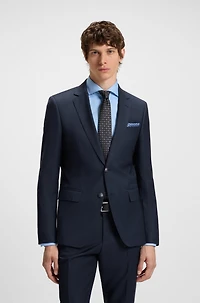 Slim-fit suit micro-patterned wool
